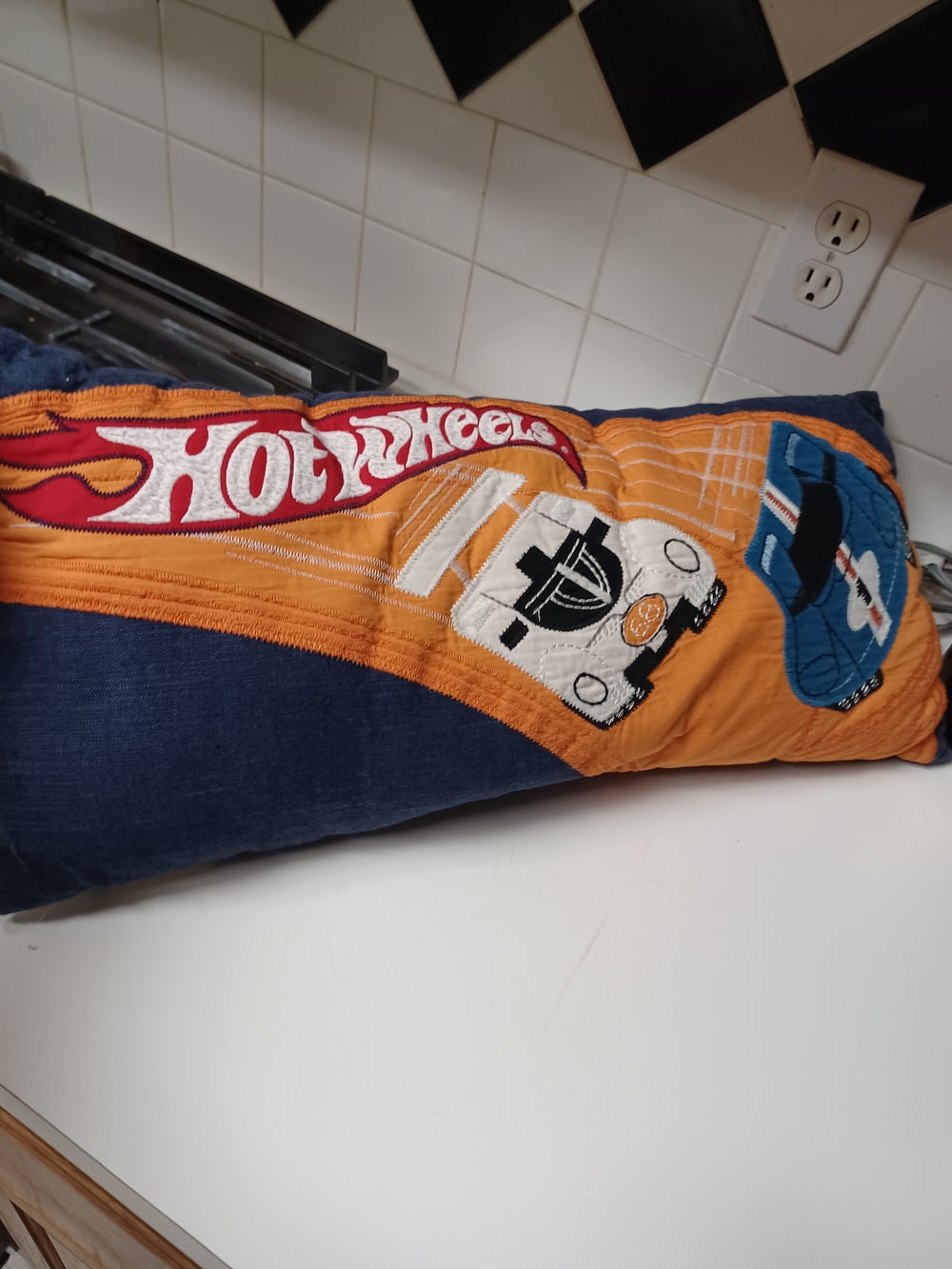 Pottery Barn Kids Hot Wheels Kids Decorative Pillow Orange & Navy